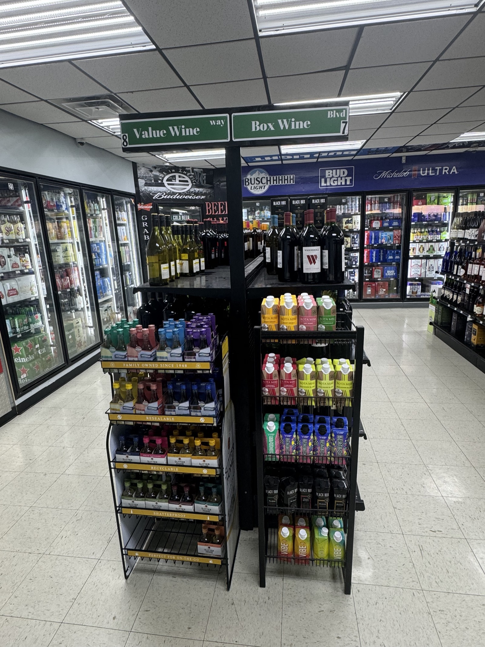 Value and box wine aisle