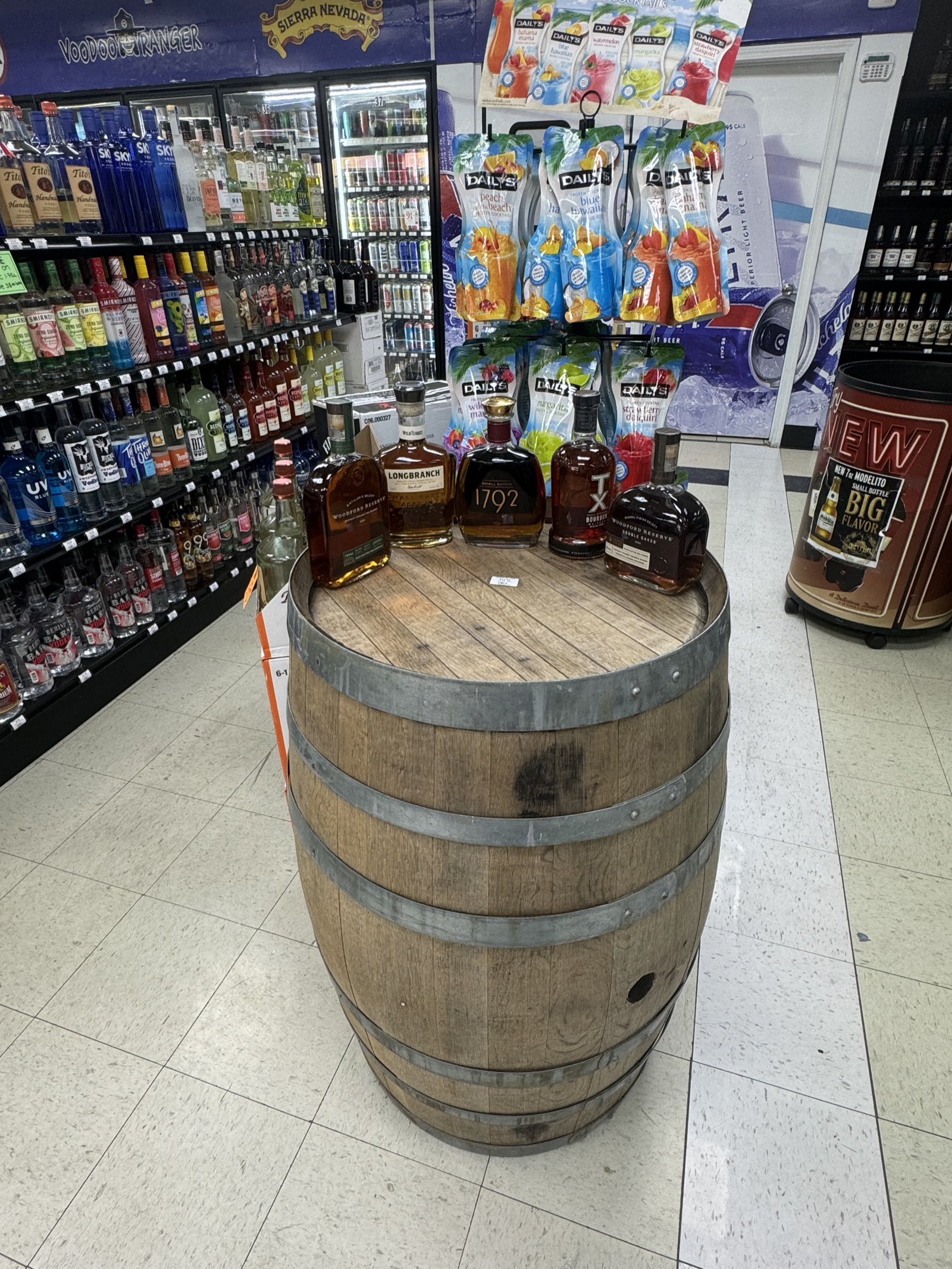 Bourbon barrel display